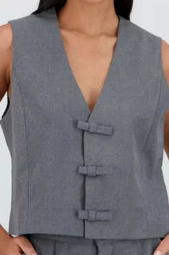 Shasa Tailored Vest with Bow Detail