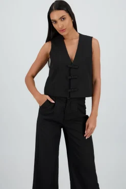 Shasa Tailored Vest with Bow Detail