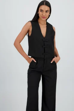 Shasa Tailored Vest with Bow Detail
