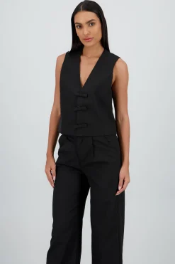Shasa Tailored Vest with Bow Detail