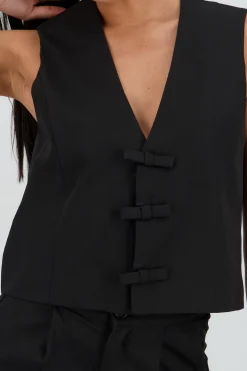 Shasa Tailored Vest with Bow Detail