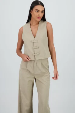 Shasa Tailored Vest with Bow Detail