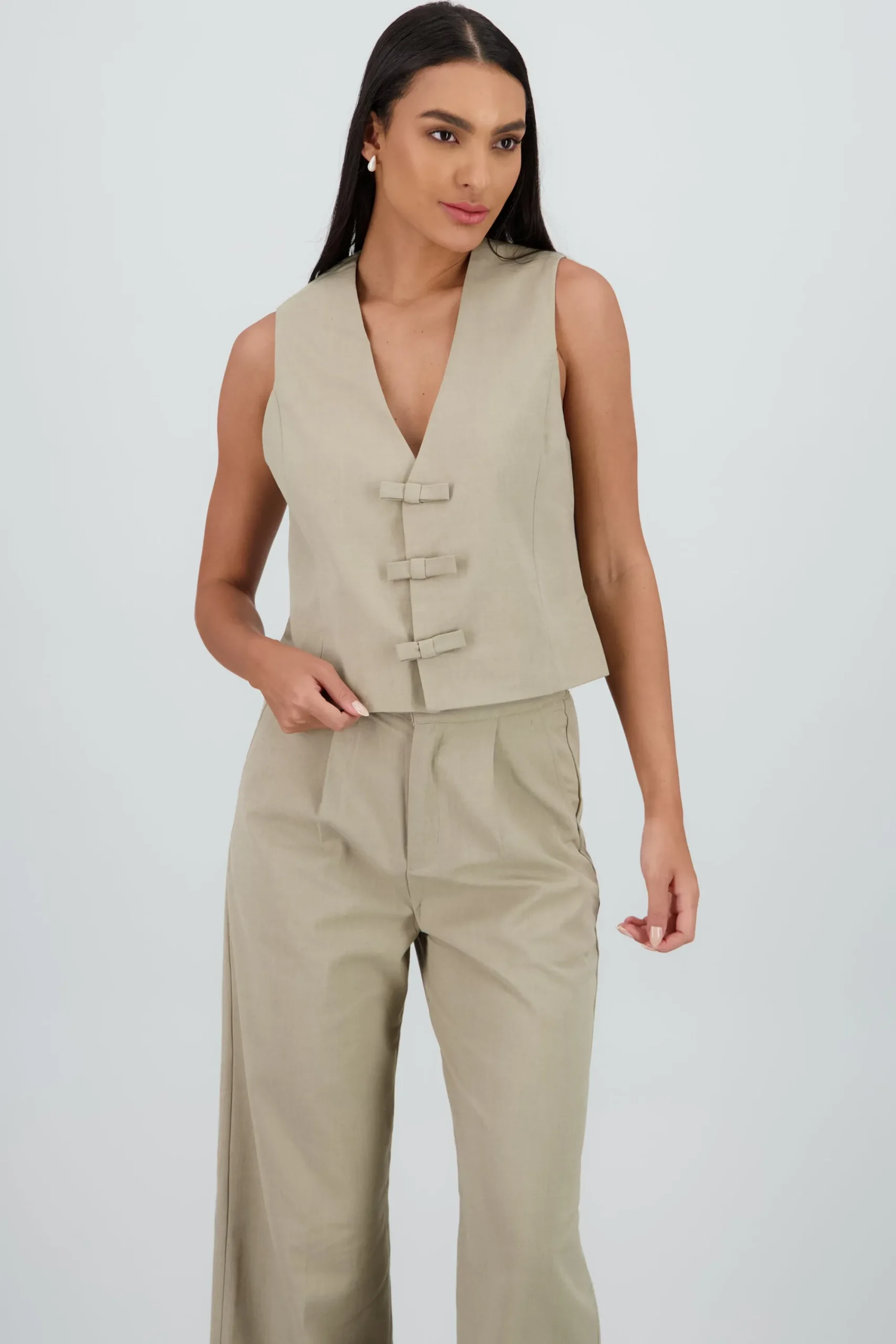 Shasa Tailored Vest with Bow Detail