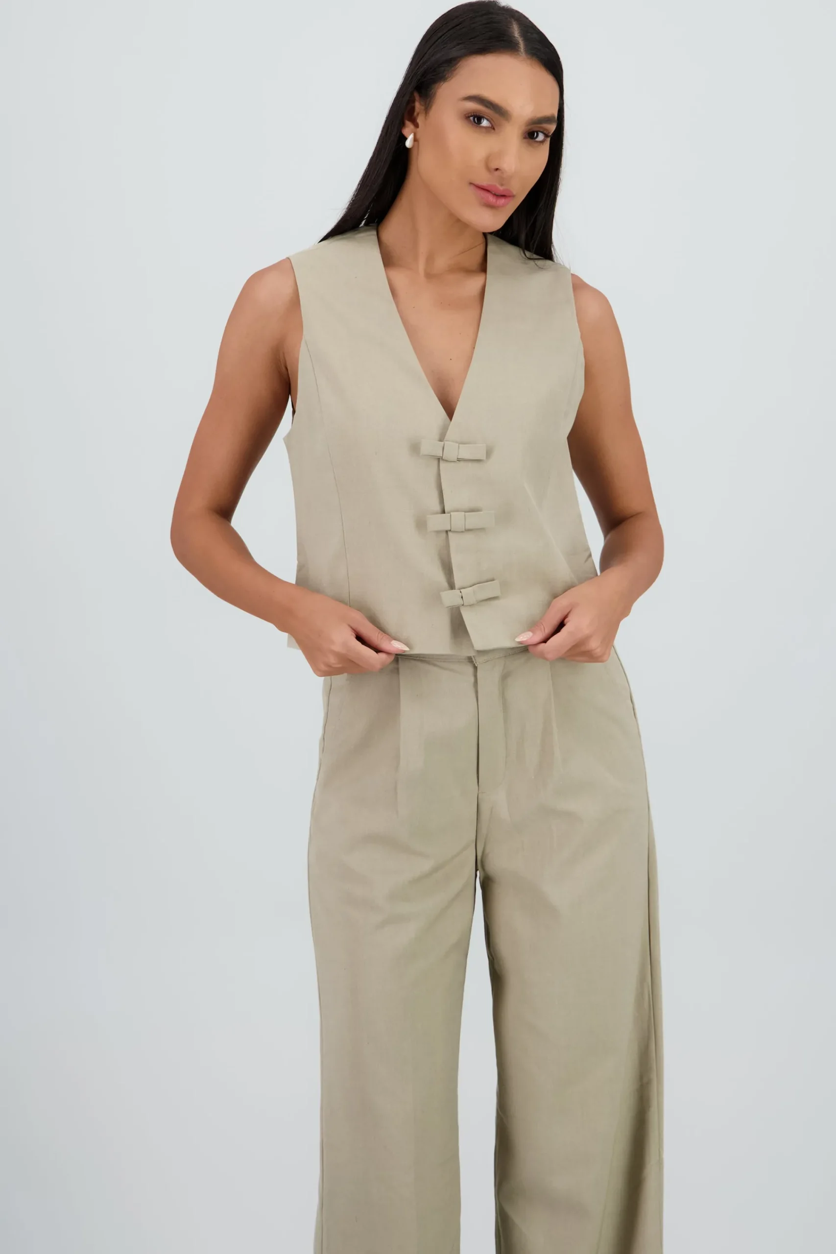 Shasa Tailored Vest with Bow Detail