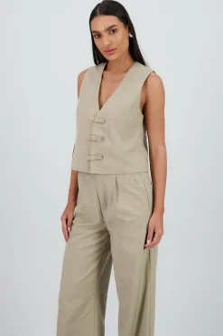 Shasa Tailored Vest with Bow Detail