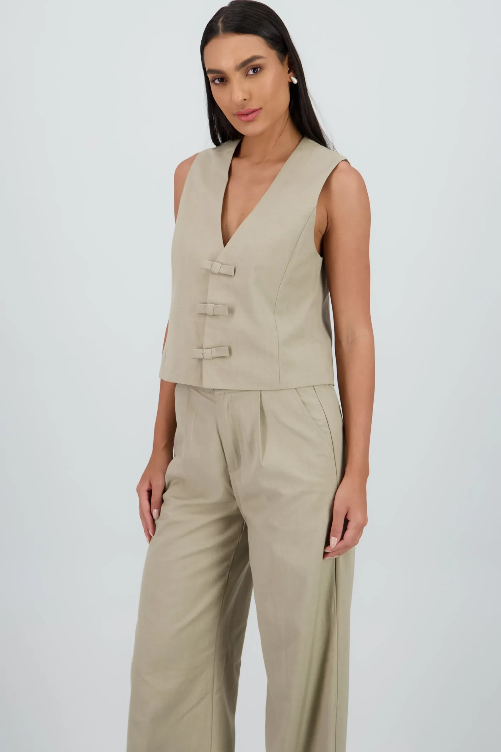 Shasa Tailored Vest with Bow Detail