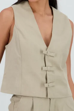 Shasa Tailored Vest with Bow Detail