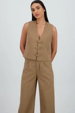 Shasa Tailored Vest with Bow Detail