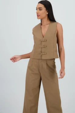 Shasa Tailored Vest with Bow Detail