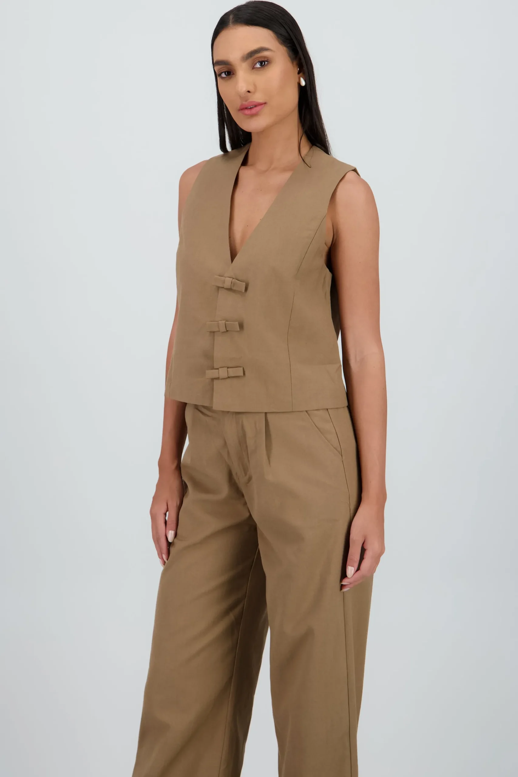 Shasa Tailored Vest with Bow Detail