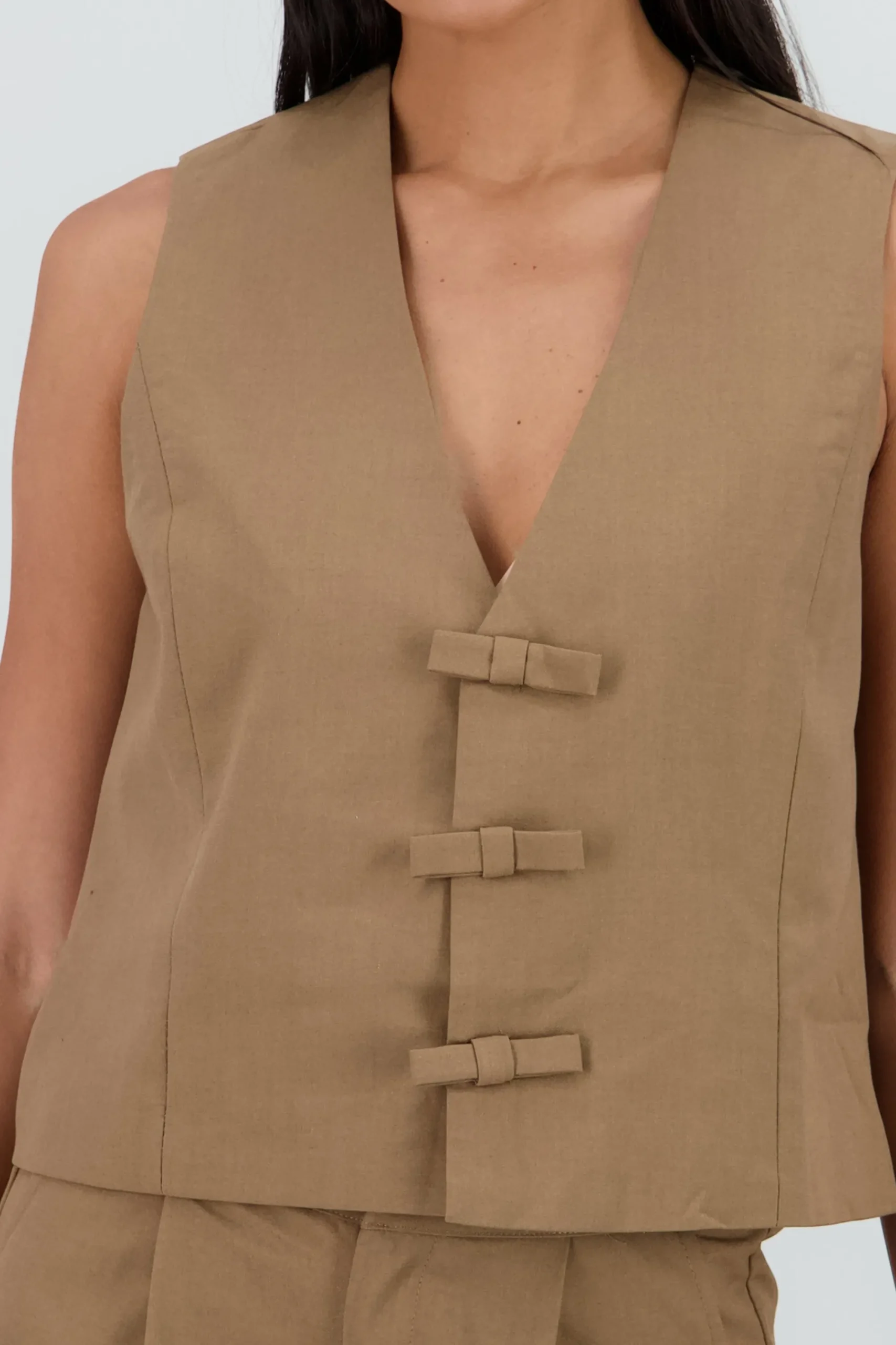 Shasa Tailored Vest with Bow Detail