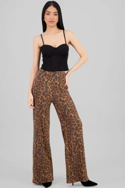 Shasa Textured Animal Print Wide Leg Pants