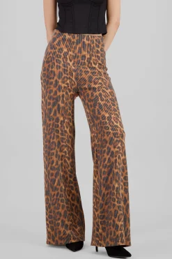 Shasa Textured Animal Print Wide Leg Pants