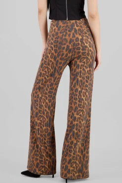 Shasa Textured Animal Print Wide Leg Pants
