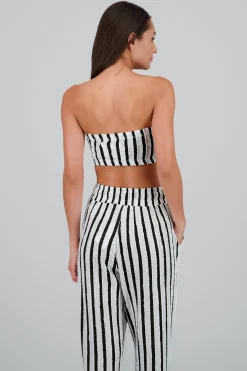 Shasa Textured Bandeau Top with Stripes