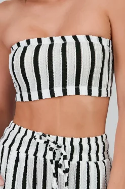 Shasa Textured Bandeau Top with Stripes