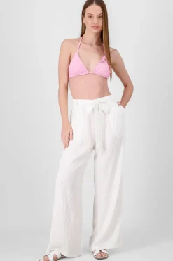 Shasa Textured Belt Straight Pants