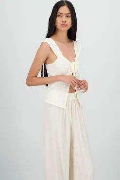 Shasa Textured Blouse with Gathered Detail