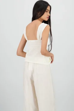 Shasa Textured Blouse with Gathered Detail