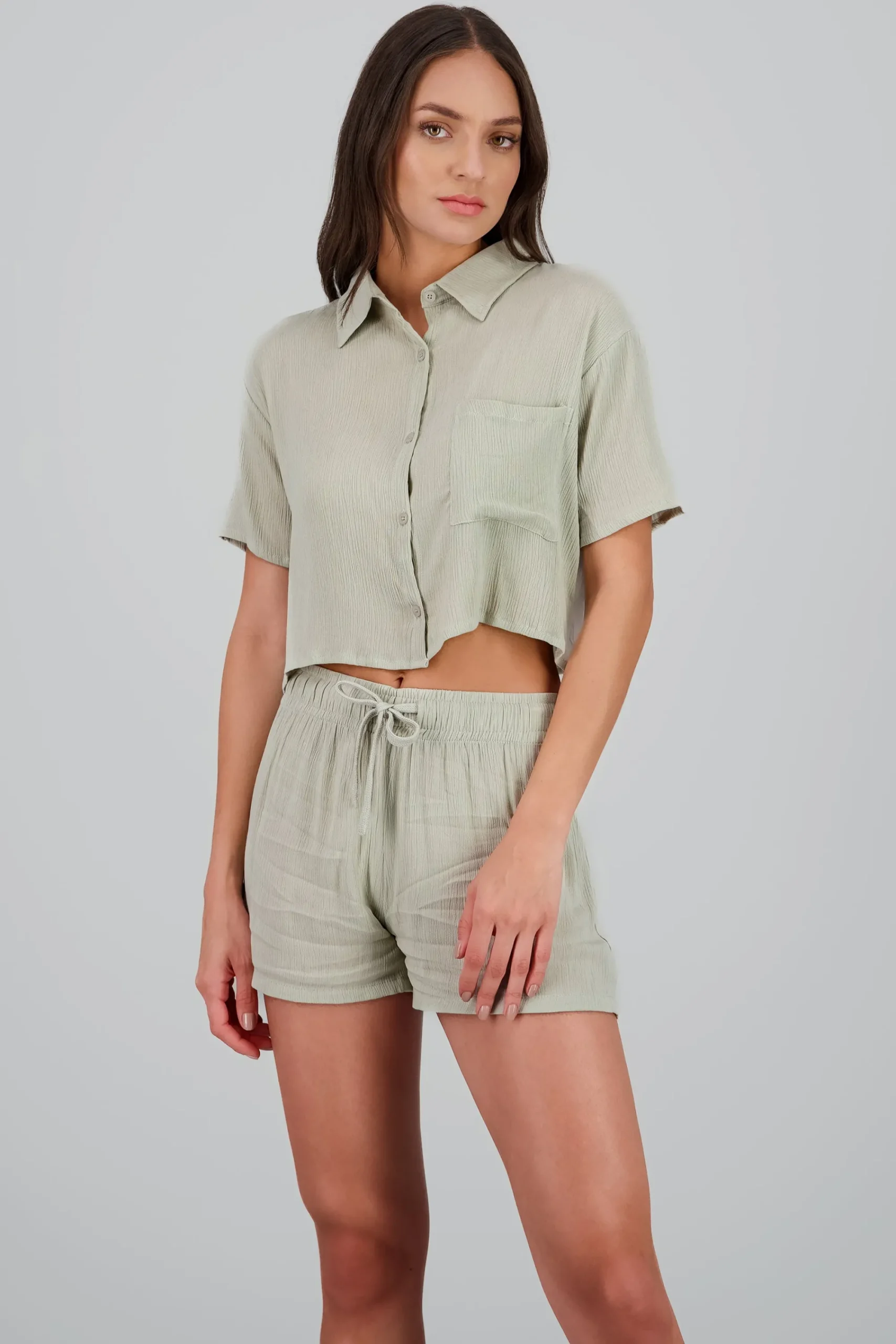 Shasa Textured Cropped Shirt