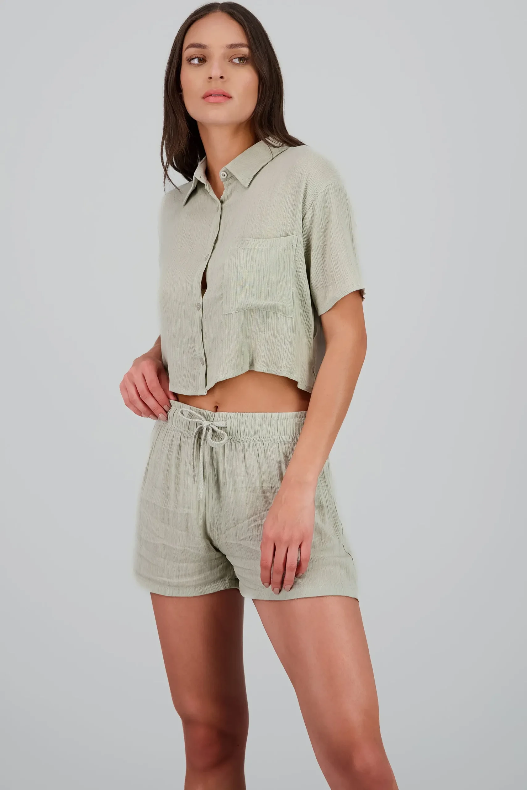 Shasa Textured Cropped Shirt