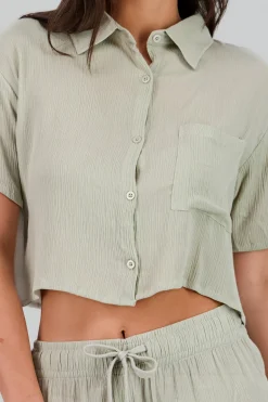 Shasa Textured Cropped Shirt