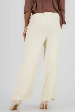Shasa Textured Drawstring Detail Straight Pants with