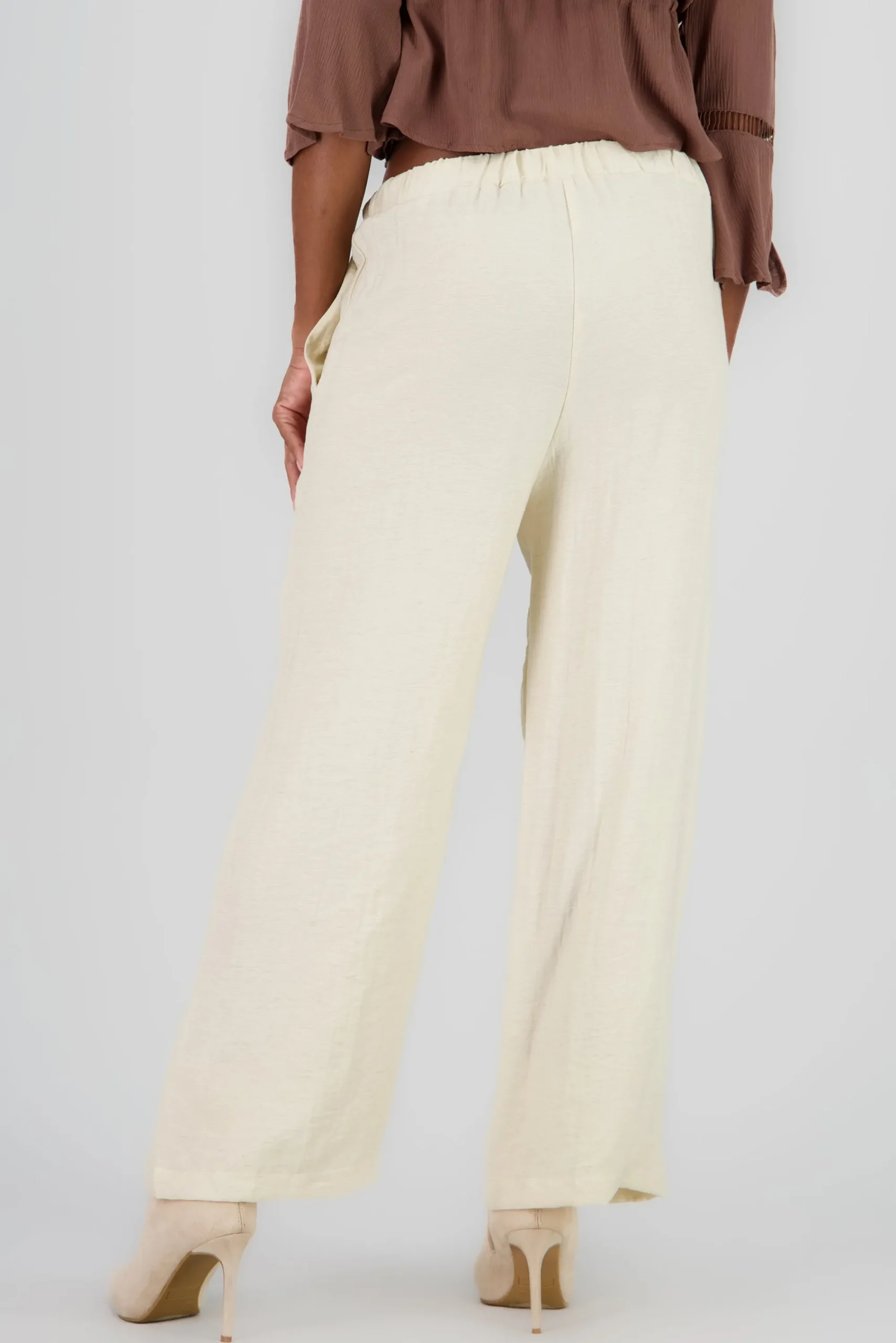 Shasa Textured Drawstring Detail Straight Pants with