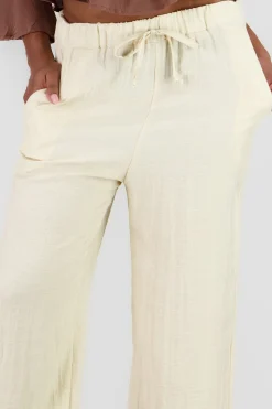 Shasa Textured Drawstring Detail Straight Pants with