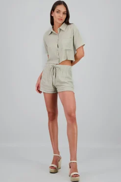 Shasa Textured Elastic Waist Shorts