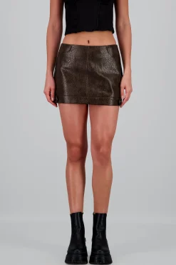 Shasa Textured Faux Leather Mini Skirt