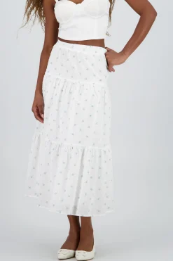 Shasa Textured Floral Maxi Skirt