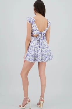Shasa Textured Floral Mini Ruffle Dress