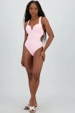 Shasa Textured Floral Swimsuit with Open Back