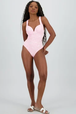 Shasa Textured Floral Swimsuit with Open Back