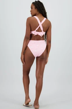 Shasa Textured Floral Swimsuit with Open Back
