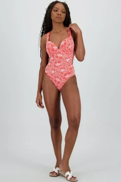 Shasa Textured Floral Swimsuit with Open Back