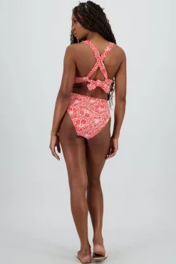 Shasa Textured Floral Swimsuit with Open Back