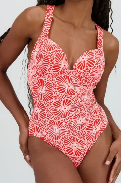 Shasa Textured Floral Swimsuit with Open Back