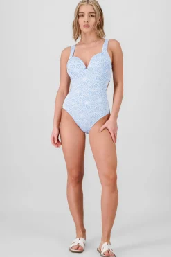 Shasa Textured Floral Swimsuit with Open Back