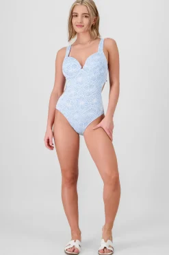 Shasa Textured Floral Swimsuit with Open Back