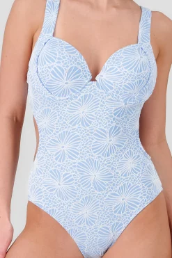 Shasa Textured Floral Swimsuit with Open Back