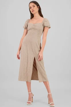 Shasa Textured Flower Detail Midi Dress