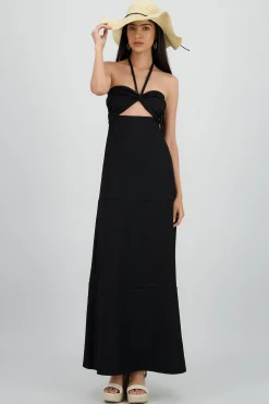 Shasa Textured Halter Maxi dress