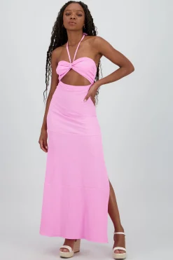 Shasa Textured Halter Maxi dress