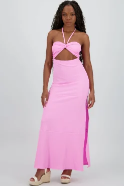 Shasa Textured Halter Maxi dress