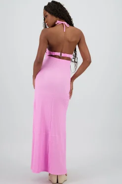 Shasa Textured Halter Maxi dress