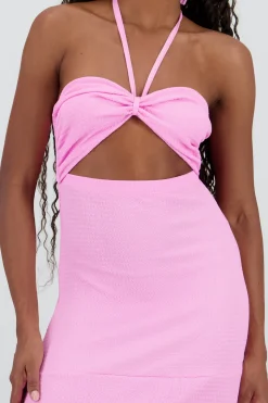 Shasa Textured Halter Maxi dress