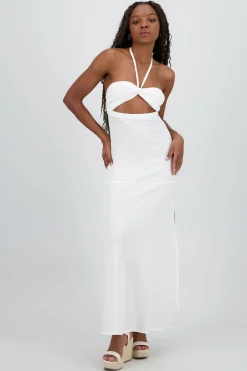 Shasa Textured Halter Maxi dress