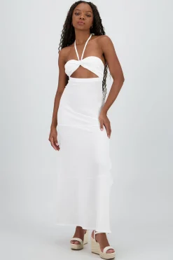 Shasa Textured Halter Maxi dress